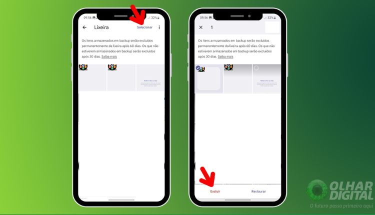 apagadas da lixeira do celular google fotos recuperar
